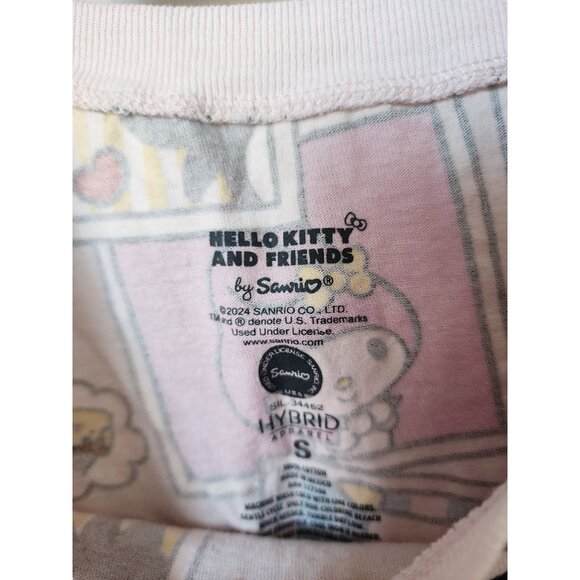 Sanrio pink multicolor Hello Kitty friends graphic short sleeve T-shirt S - Picture 4 of 4
